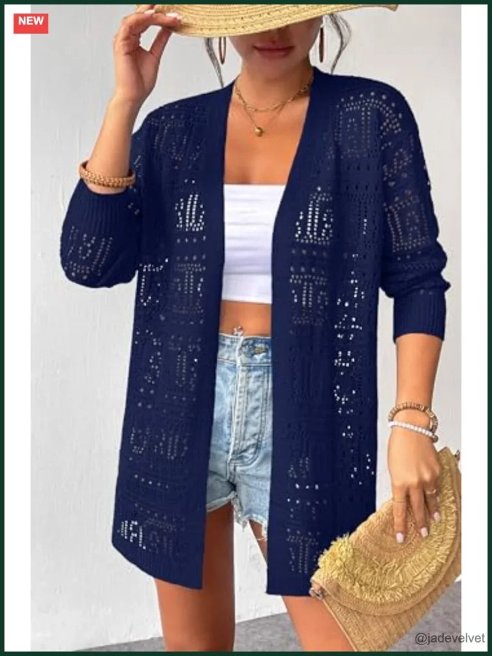 Crochet Cardigan Sweater Lightweight Long Sleeve Open Front Kimono Boho Knit
